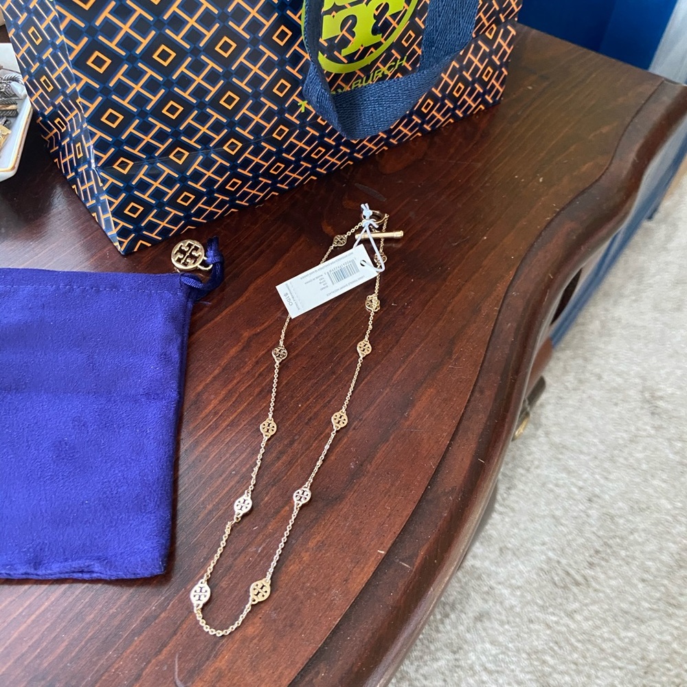 Tory Burch Gold Logo Short Toggle Necklace